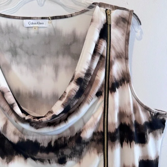 Calvin Klein Brown White Women's Dress Office Business Cocktail Party Size XL - Picture 3 of 6